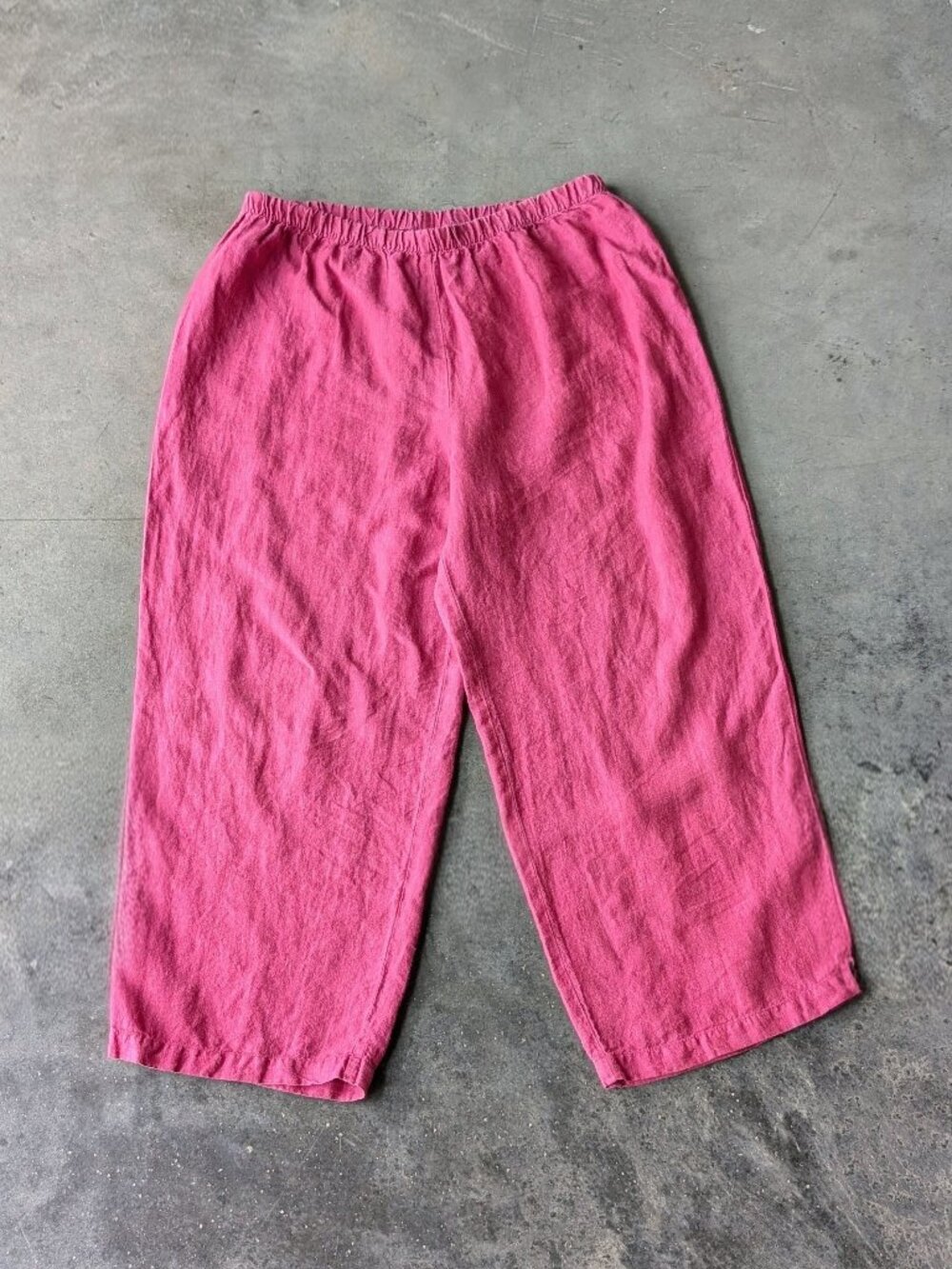 Eileen Fisher Washed Irish Linen Lantern Pants in Geranium Pink large